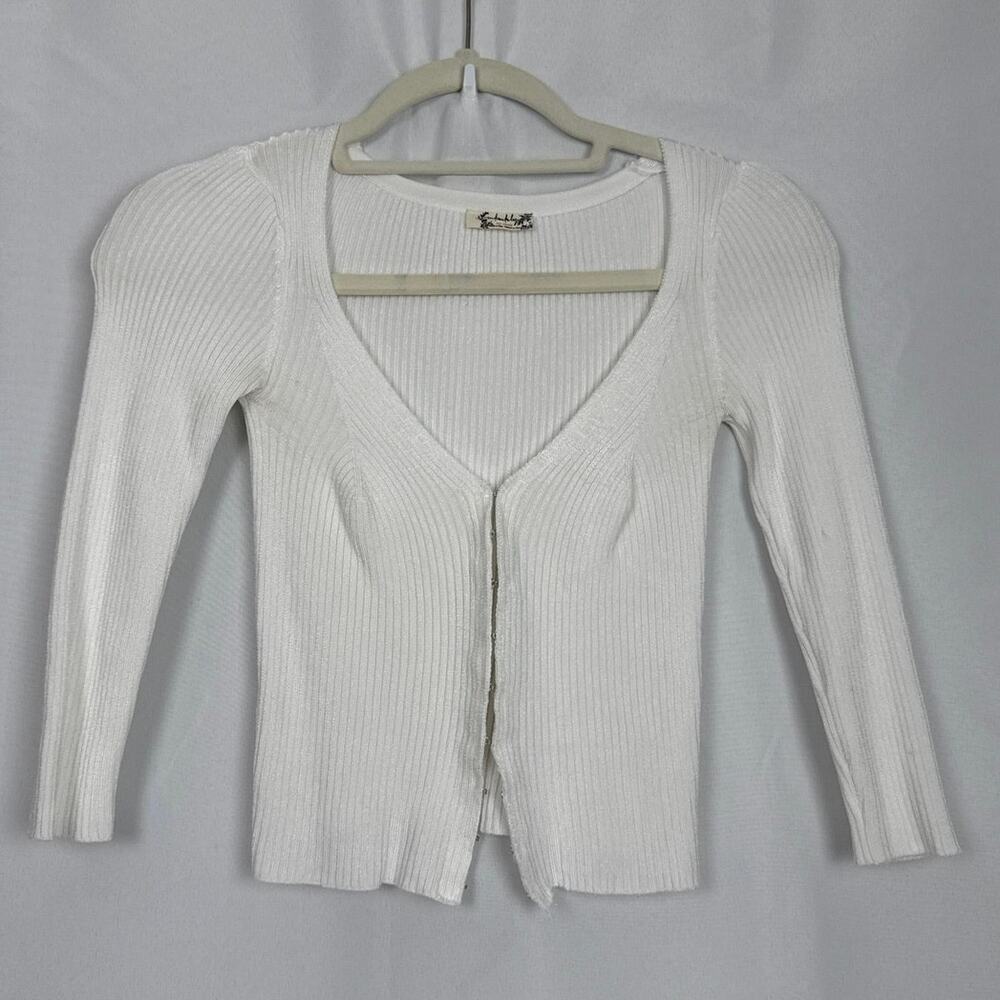 Free People Intimately Womens Ribbed Hook Front Top Size XS White Evening